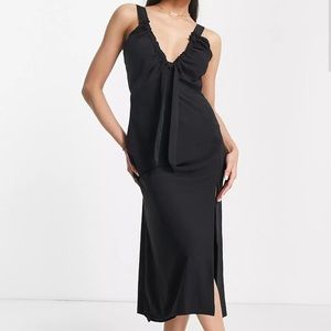 Abercrombie & Fitch Cinched Neck Slip Midi Dress